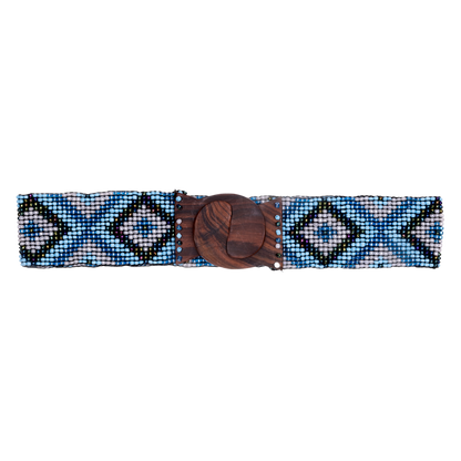 Stretchy Blue Beaded Belt