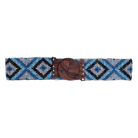 Stretchy Blue Beaded Belt