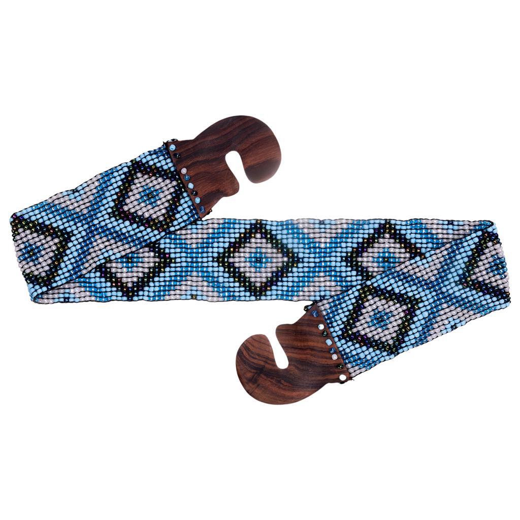 Dehnbarer blauer Perlengürtel